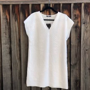Zara White Shift Short Sleeve Dress Size M